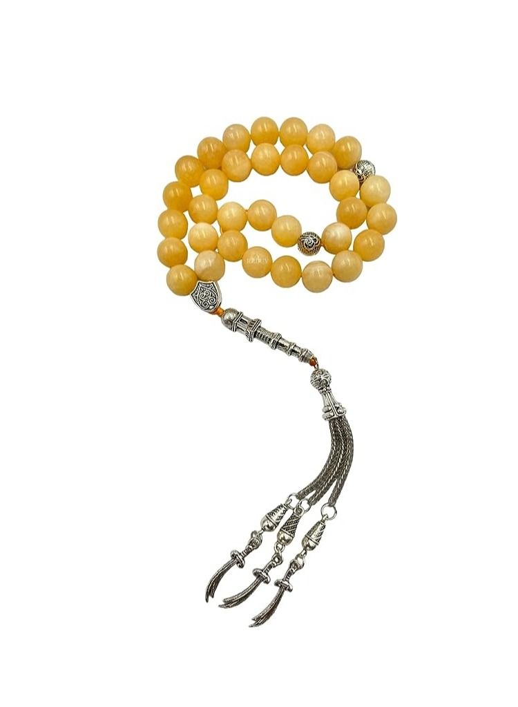 REBUY Calcite 10 mm, 33 beads tasbih Stone Prayer Beads Tasbih Natural Stone Misbaha Rosary Tasbeeh - Image 1