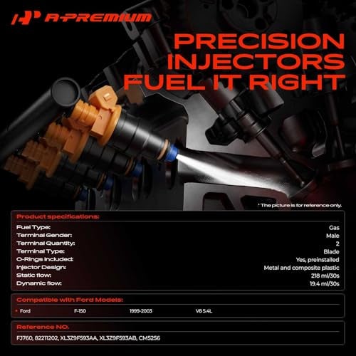 A-Premium APremium 4 Holes Set of 8 Fuel Injectors Compatible with Ford F150 F150 1999 2000 2001 2002 2003 54L GAS Replace XL3Z9F593AA XL3Z9F593AB - Image 3