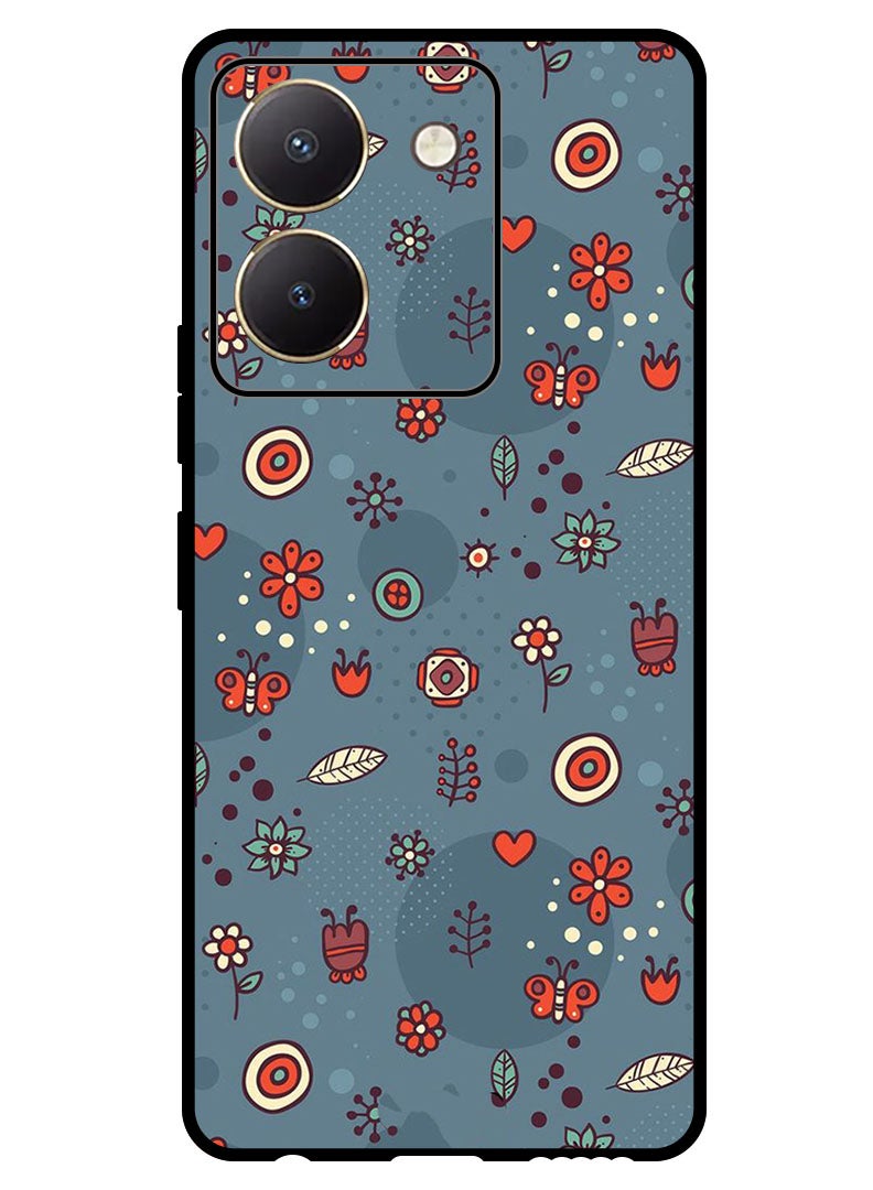 Theodor Protective Case Anti Scratch Shock Proof Bumper Cover For Vivo Y27s Leaves and Flowers - Image 1