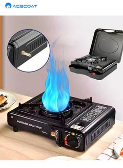ACECOAT Portable Gas Stove For Travel And Camping, With Automatic Ignition, Can Be Used With Gas Cans And Gas Cylinders, Lightweight And Safe, Comes With A Carrying Case, Outdoor Cooking Gas Stove, Stainless Steel Body Cast Iron Stand, Safe And Fast Modern Gas Stove  - Image 1