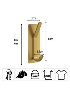 sokany 4 Packs Towel Hooks/Adhesive Hooks, Brushed Gold Wall Hooks for Hanging Coat, Hat,Towel Robe Hook, Bathroom and Bedroom, Stainless Steel (Gold)  - Image 2