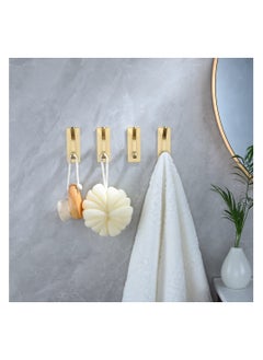 sokany 4 Packs Towel Hooks/Adhesive Hooks, Brushed Gold Wall Hooks for Hanging Coat, Hat,Towel Robe Hook, Bathroom and Bedroom, Stainless Steel (Gold)  - Image 4