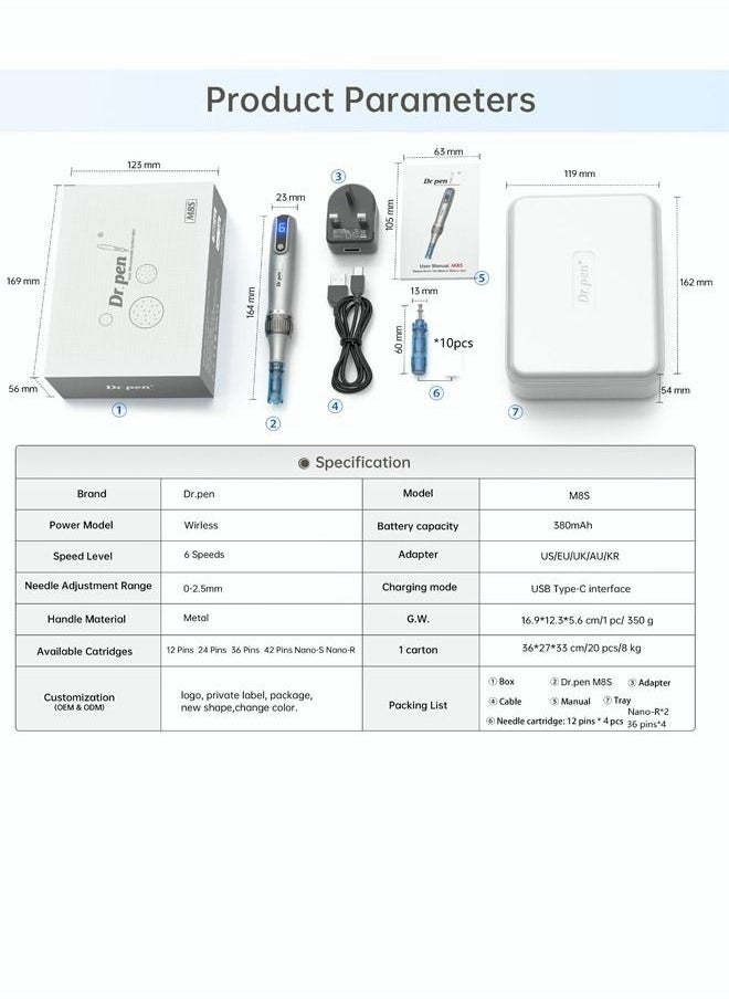 Dr.pen Revolutionize Your Skincare Routine with the Latest Dr.pen M8S Cordless Microneedling MTS Derma Pen - Includes 12 Original Cartridges  - Image 5