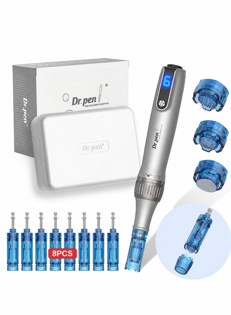 دي آر. بن جهاز Dr. Pen M8S الجديد اللاسلكي للتجميل بالتقشير بالإبر الدقيقة – علاج شامل لتقسيمات الجسم، جهاز منزلي للعلاج المتوسط – يتضمن 8 خراطيش إبر أصلية - Image 1