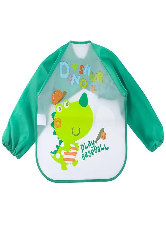 Sparkle Joy Full Sleeves Bibs for Baby Washable, Waterproof Apron with Tying Robe | Quick Dry Baby Bibs for Newborns/Infants/Toddlers/Babies (6-36months) (Pack of 1) (Print May Vary) (GREEN2) - Image 1