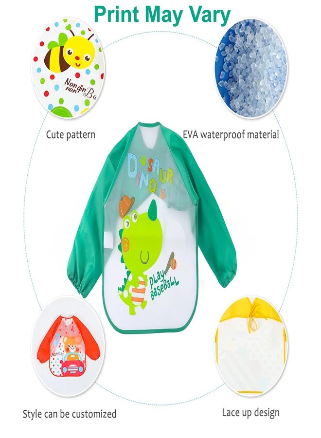 Sparkle Joy Full Sleeves Bibs for Baby Washable, Waterproof Apron with Tying Robe | Quick Dry Baby Bibs for Newborns/Infants/Toddlers/Babies (6-36months) (Pack of 1) (Print May Vary) (GREEN2) - Image 2
