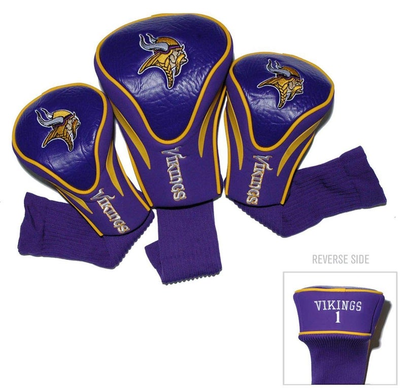 Team Golf NFL Minnesota Vikings Contour Golf Club Headcovers (3 Count) Numbered 1, 3, & X, Fits Oversized Drivers, Utility, Rescue & Fairway Clubs, Velour lined for Extra Club Protection - Image 3