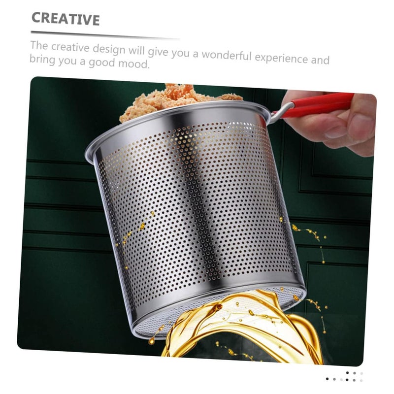 SAGREENY Stainless Steel Fryer Mini Food Stainless Steel Frying Pan Outdoor Deep Fryer Fish Fryer Pot Fryer Cookware Turkey Fryer Pot Kitchen Fry Pot Mini Fryer with Basket Frying Pot - Image 4