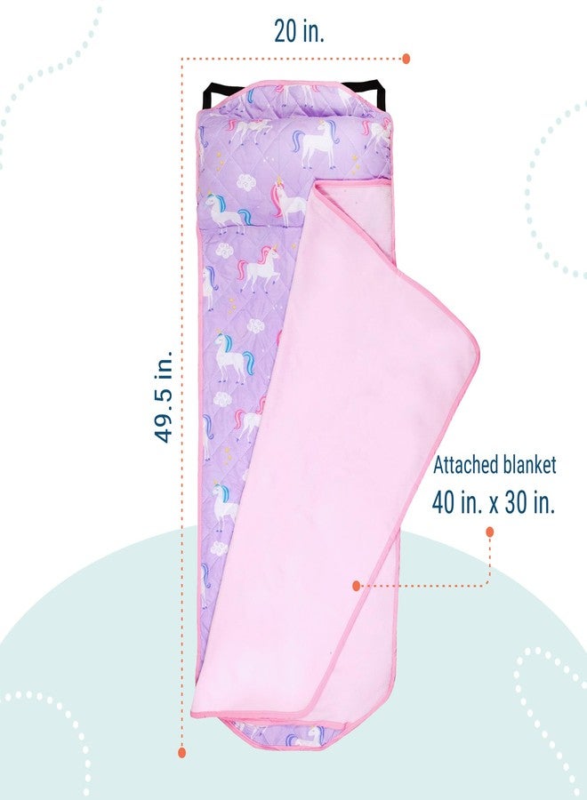 Wildkin Microfiber Modern Quilted Nap Mat with Reusable Pillow for Boys & Girls, Ideal for Elementary Sleeping Mat, Soft Blend Materials with Elastic Corner Straps Nap Mats (Unicorn) - Image 5
