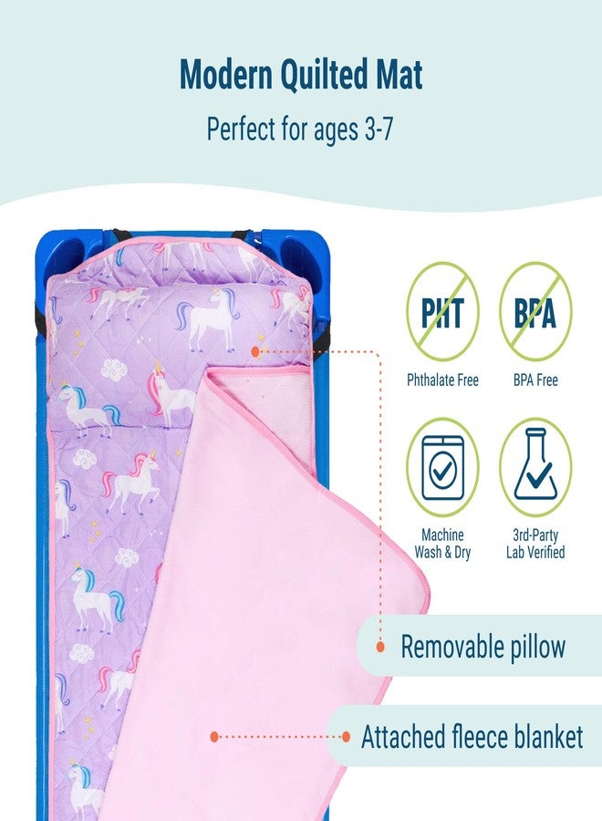 Wildkin Microfiber Modern Quilted Nap Mat with Reusable Pillow for Boys & Girls, Ideal for Elementary Sleeping Mat, Soft Blend Materials with Elastic Corner Straps Nap Mats (Unicorn) - Image 3