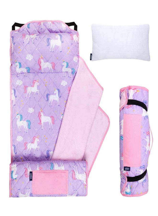 Wildkin Microfiber Modern Quilted Nap Mat with Reusable Pillow for Boys & Girls, Ideal for Elementary Sleeping Mat, Soft Blend Materials with Elastic Corner Straps Nap Mats (Unicorn) - Image 1