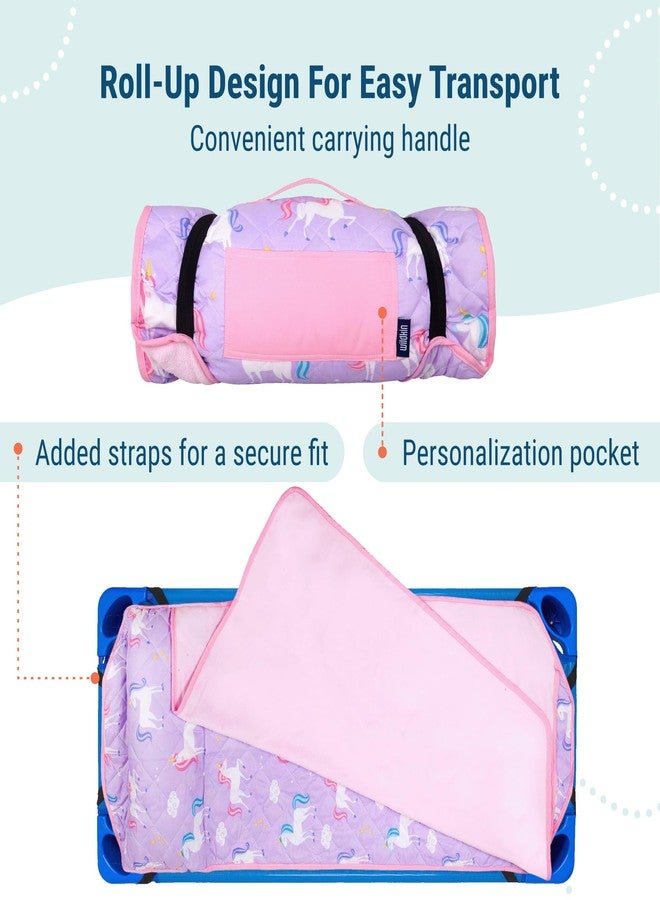 Wildkin Microfiber Modern Quilted Nap Mat with Reusable Pillow for Boys & Girls, Ideal for Elementary Sleeping Mat, Soft Blend Materials with Elastic Corner Straps Nap Mats (Unicorn) - Image 4