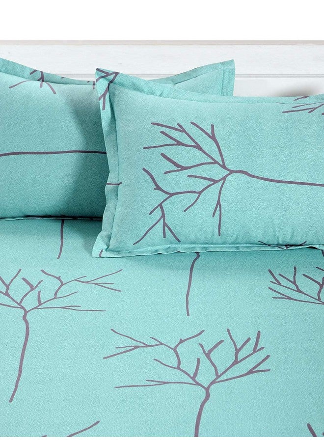 Swayam Swayam Ananda Collection Premium Cotton 200 TC Floral Print Cotton Double Bed Sheet with 2 Pillow Cover - GreenGrey  - Image 4