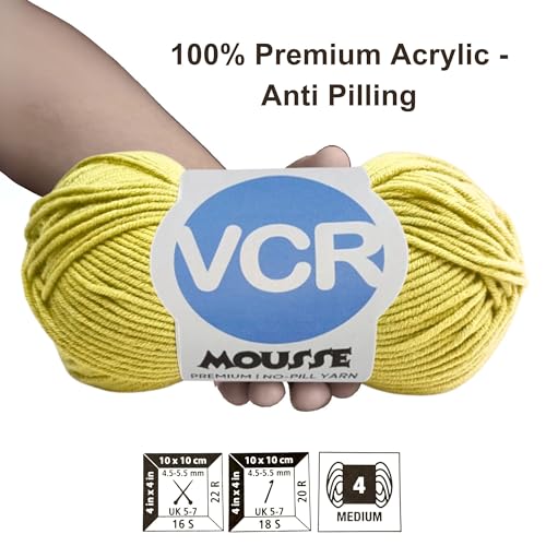 VCR 4ply Light Yellow Yarn, 100 Grams Hank, 190 Meters Length, Acrylic Ball for Crochet and Knitting, Soft Crosia Threads, Pack of 1 Yarn, Suitable for DIY Crafts - Image 3
