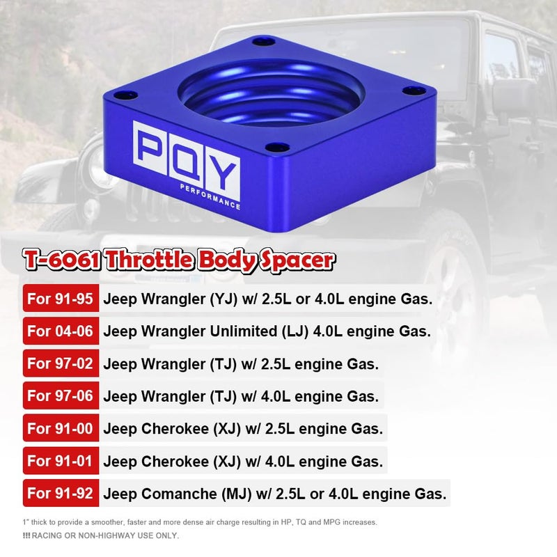 pqy فاصل جسم الخانق PQY لجيب رانجلر TJ YJ LJ شيروكي XJ محرك 2.5L/4.0L (أزرق) - Image 2
