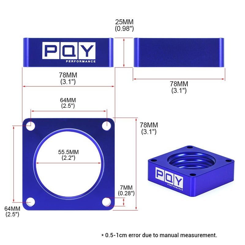 pqy فاصل جسم الخانق PQY لجيب رانجلر TJ YJ LJ شيروكي XJ محرك 2.5L/4.0L (أزرق) - Image 3