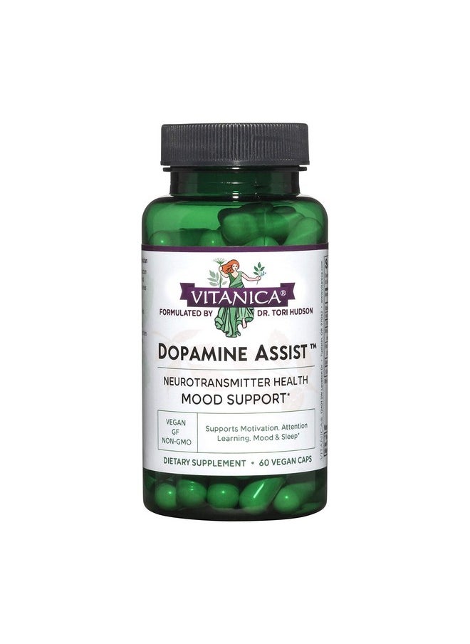 Vitanica Dopamine Assist Dr Formulated Dopamine Supplement Ltyrosine Mucuna Pruriens Organic Neurotransmitter Mood Support Vitamin B6 Folate Green Tea Extract Quercetin Vegan 60 Capsules  - Image 1