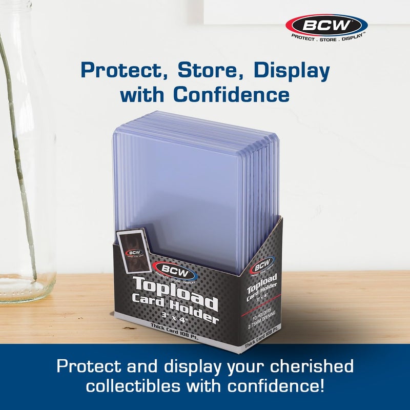 BCW 108 PT. Thick Card Topload Holder - Pack of 1 | Durable Rigid PVC Toploader | Toploaders for Memorabilia  Jersey  Patch  and Relic Cards - Image 5