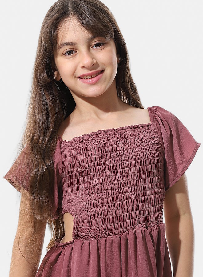Andora Elastic Chest Ruffles Sleeves Girls Dress _ Dark Kashmir - Image 4