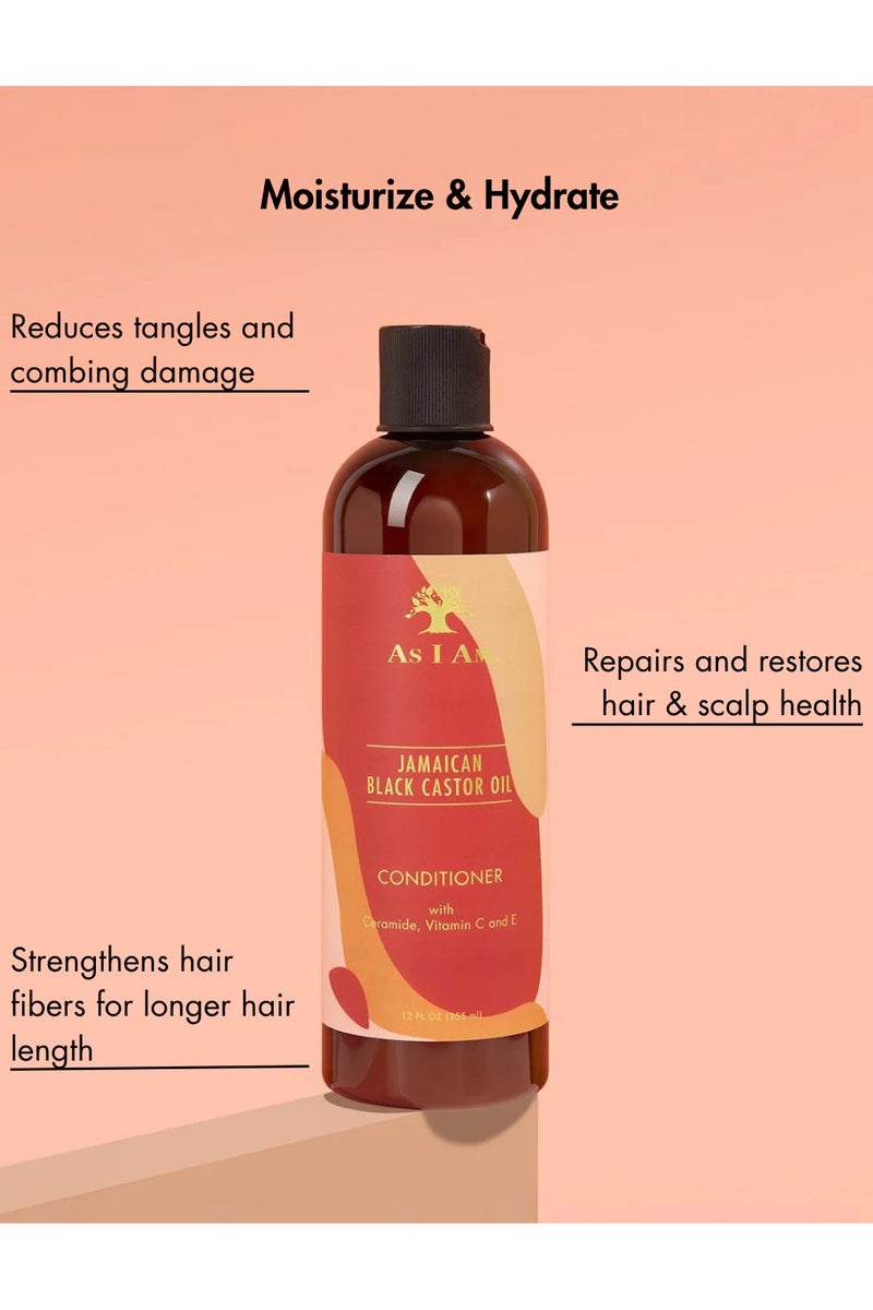 As I Am بلسم زيت الخروع الأسود الجامايكي - 12 أونصة - مع زيت الخروع الأسود الجامايكي، سيراميد، بيتائين، فيتامين C، وفيتامين E - ترطيب فوري وترطيب - يقوي ويغذي - Image 2