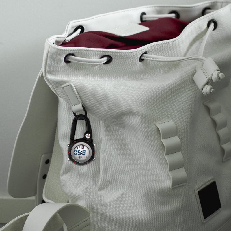 JewelryWe Men Women Black Digital Clip Watch Mini Microlight Watch Backpack Buckle Belt fob Watch for Rock Climbing Doctors Nurses Chefs - Image 3