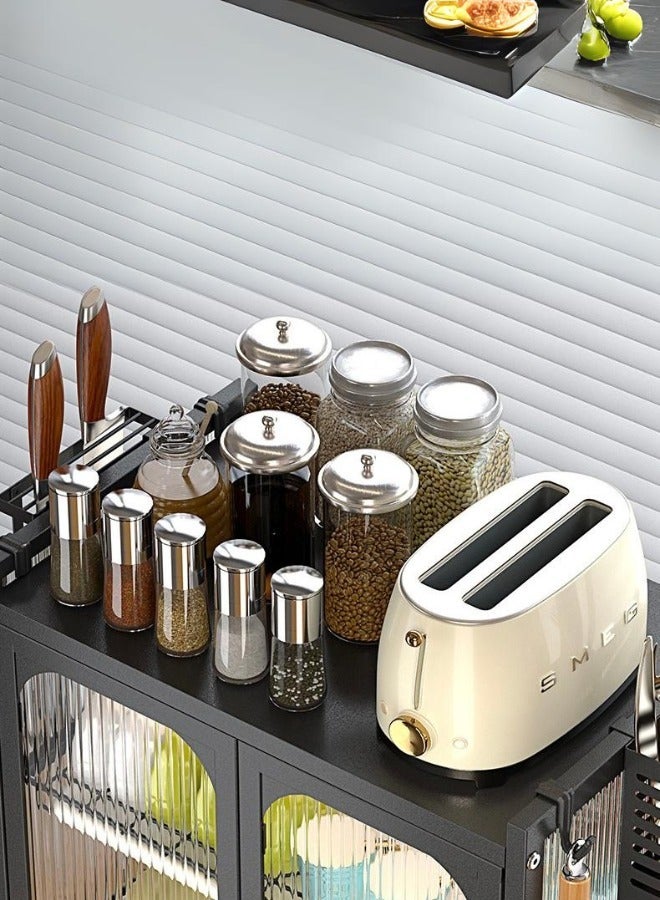 شي ون منظم مع درج لتخزين أدوات المطبخ معدني اسود - Image 4