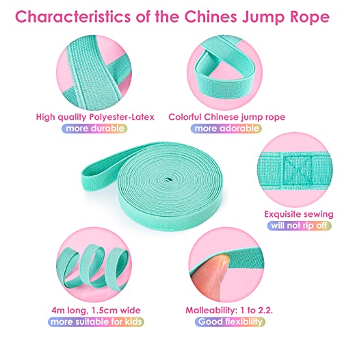 Cikyner Chinese Jump Rope, 4m Long 1.5cm Wide Elastic Chinese Ropes with Instructions French Skipping Rubber Band for Indoor and Outdoor Children Jumpsies Games, Ideal for Gifts for Girls and Boys - Image 2