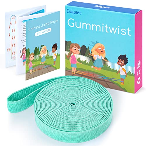 Cikyner Chinese Jump Rope, 4m Long 1.5cm Wide Elastic Chinese Ropes with Instructions French Skipping Rubber Band for Indoor and Outdoor Children Jumpsies Games, Ideal for Gifts for Girls and Boys - Image 1