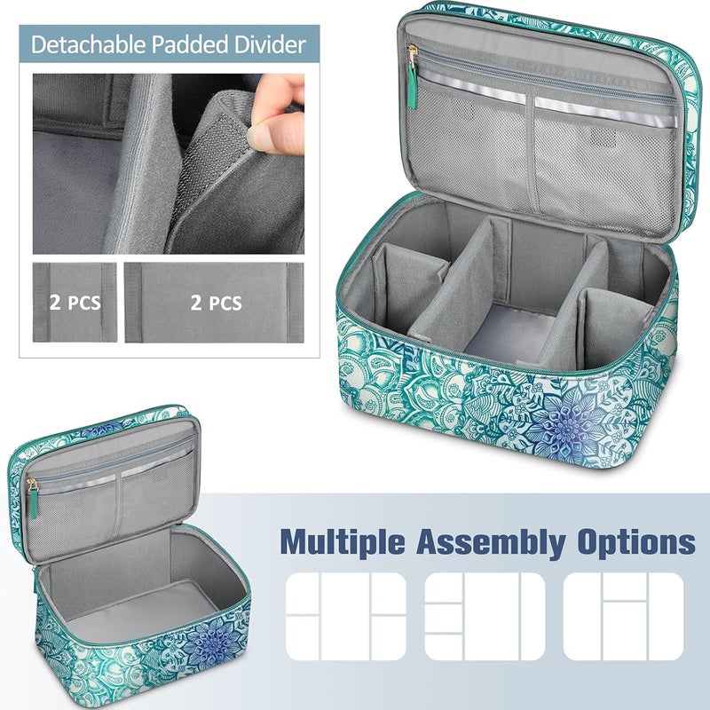 FINPAC Sewing Accessories Storage and Organizer Case, Double-Layer Sewing Kits Carrying Bag with Wrist Pin Cushion for Threads, Needles, Embroidery Floss Supplies, Felting Kits (Emerald Illusions) - Image 4