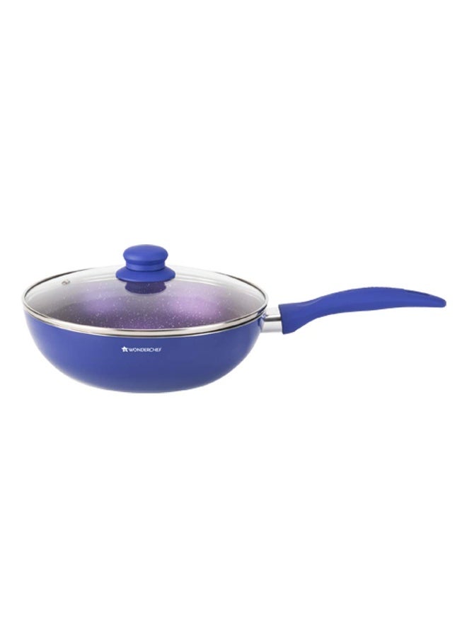 Wonderchef Blueberry Aluminium Non-stick Cookware 4 Piece Set | Fry Pan, Dosa Tava and Wok with Lid | PFOA and heavy metals free | Soft touch handles | Suitable for use on induction, gas, electric & glass stove tops | Blue - Image 4