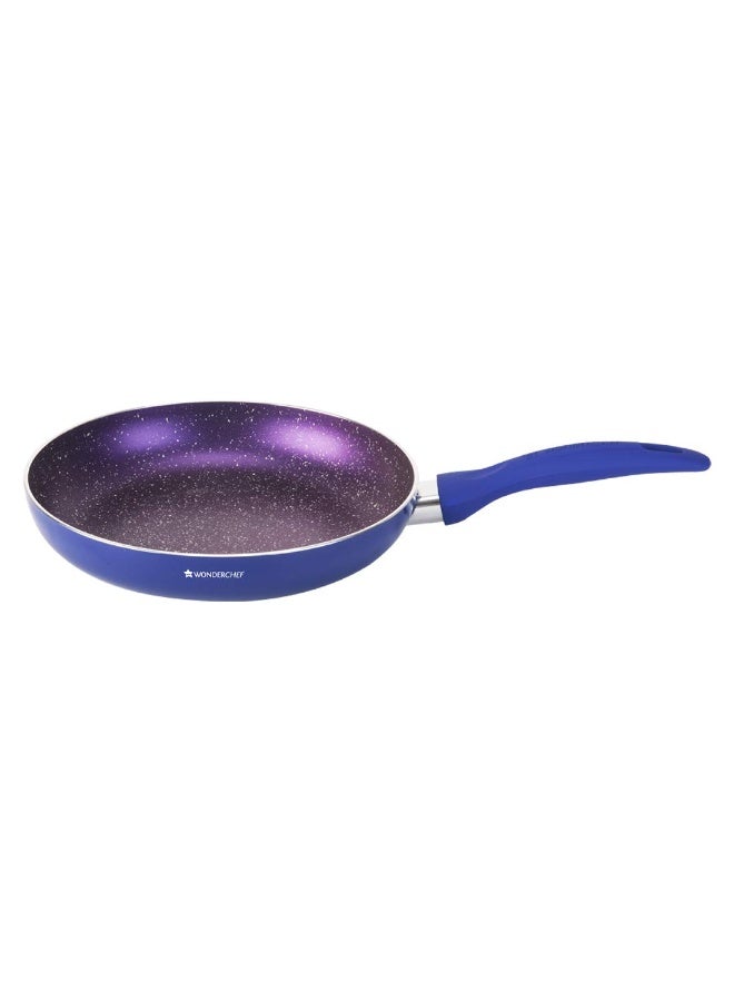 Wonderchef Blueberry Aluminium Non-stick Cookware 4 Piece Set | Fry Pan, Dosa Tava and Wok with Lid | PFOA and heavy metals free | Soft touch handles | Suitable for use on induction, gas, electric & glass stove tops | Blue - Image 2