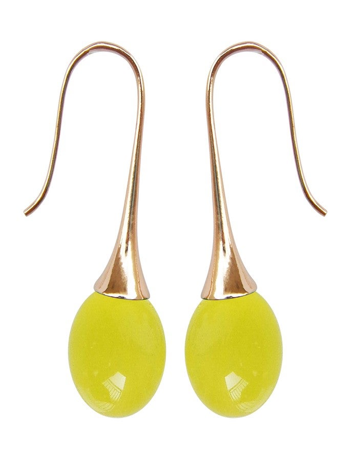 Navachi 18k Yellow Gold Plated Yellow Ball Opal Agate Az1573e Dangle Drop Earrings - Image 1