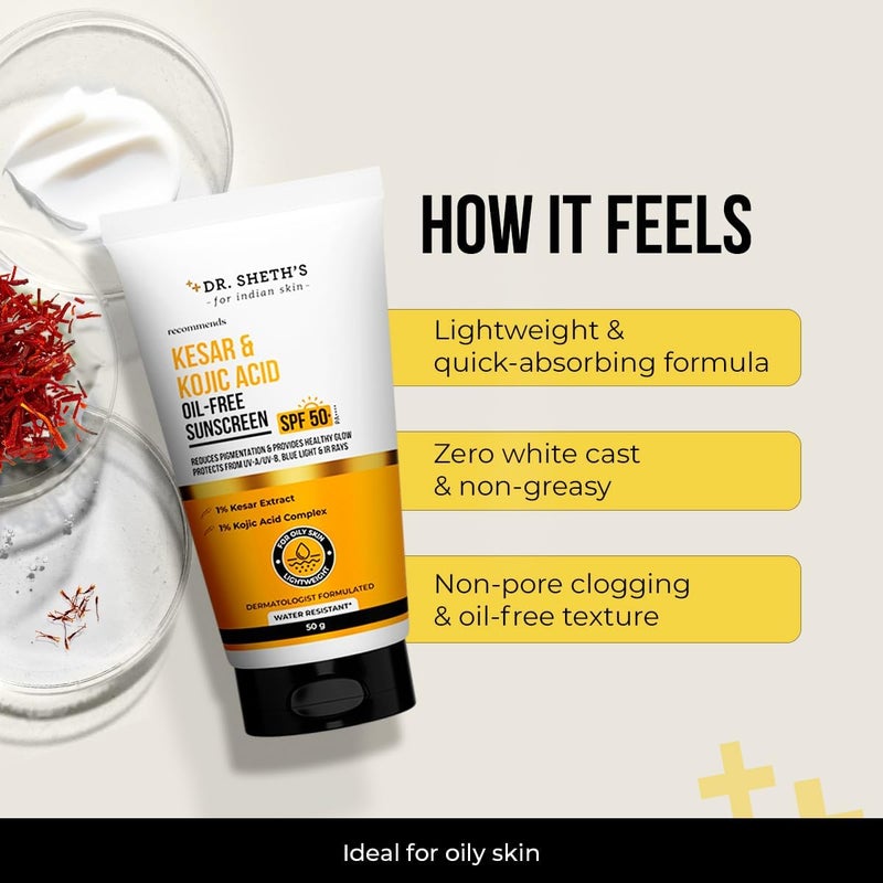 Dr. Sheth's KESAR & KOJIC ACID OIL FREE SUNSCREEN - 50G - Image 5