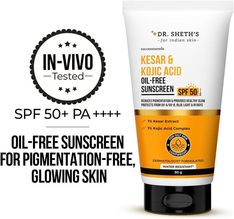Dr. Sheth's KESAR & KOJIC ACID OIL FREE SUNSCREEN - 50G - Image 2