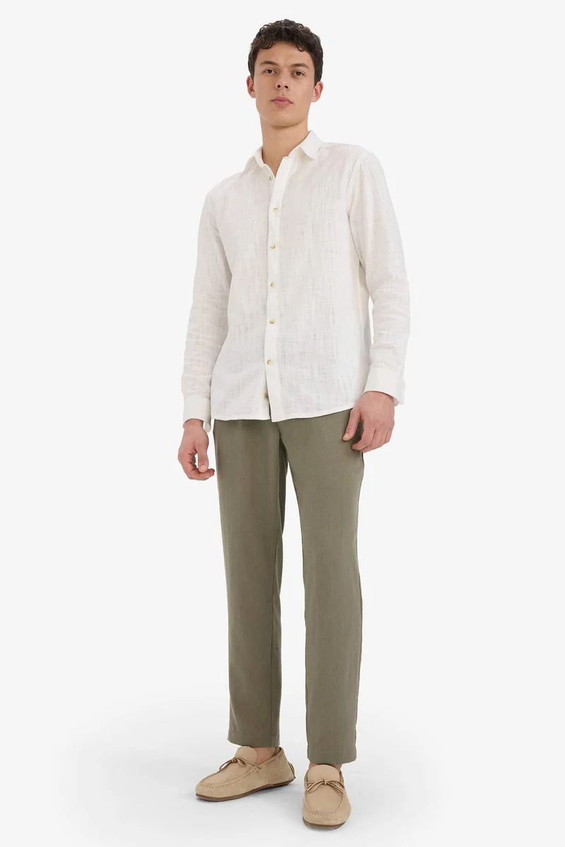 Defacto  Relax Fit Linen Look Elastic Waist Trousers for Men | Best Price UAE