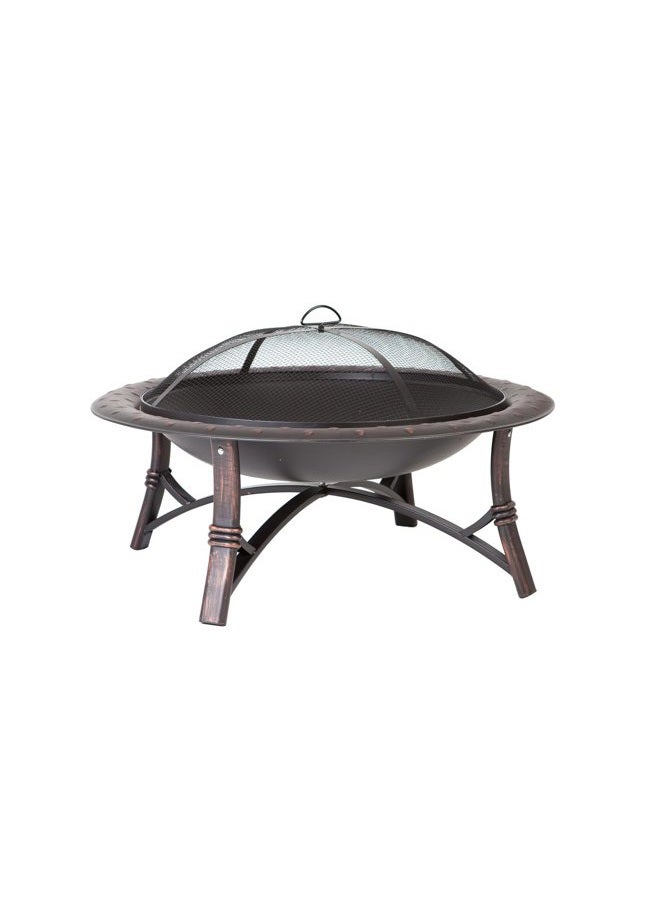 Fire Sense 60857 Fire Pit Roman Brushed Painted Steel Legs Wood Burning Lightweight Portable Patio Outdoor Firepit Backyard Fireplace Included Screen Lift Tool - 35" - Image 1