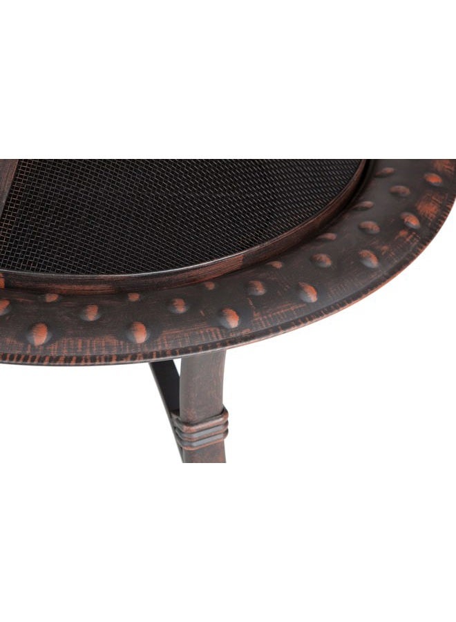 Fire Sense 60857 Fire Pit Roman Brushed Painted Steel Legs Wood Burning Lightweight Portable Patio Outdoor Firepit Backyard Fireplace Included Screen Lift Tool - 35" - Image 4