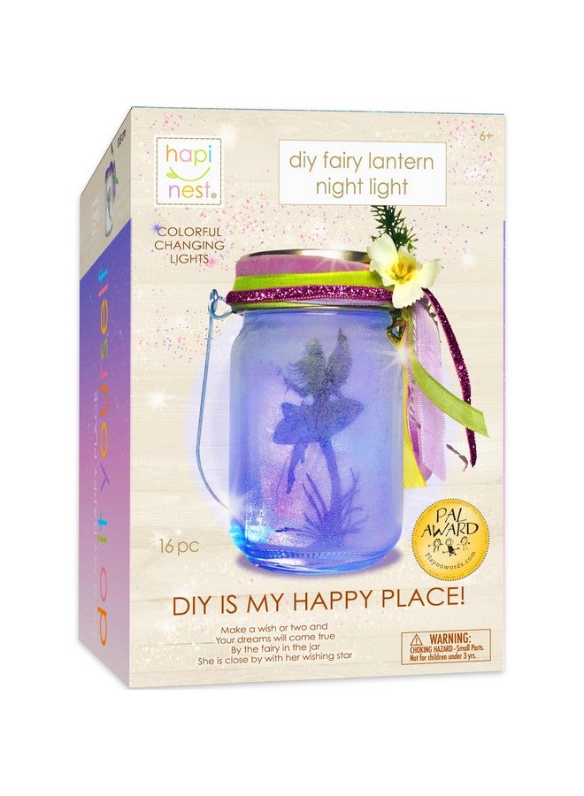 Hapinest طقم مصباح الليل السحري من هابينست، طقم حرفة مصباح الجنية، جرة الجنية مع لمعان وأضواء متغيرة الألوان، هدايا حرفة الجنية للفتيات، ألعاب الجنية للفتيات من عمر 6-8 و 8-12 سنة وما فوق - Image 1