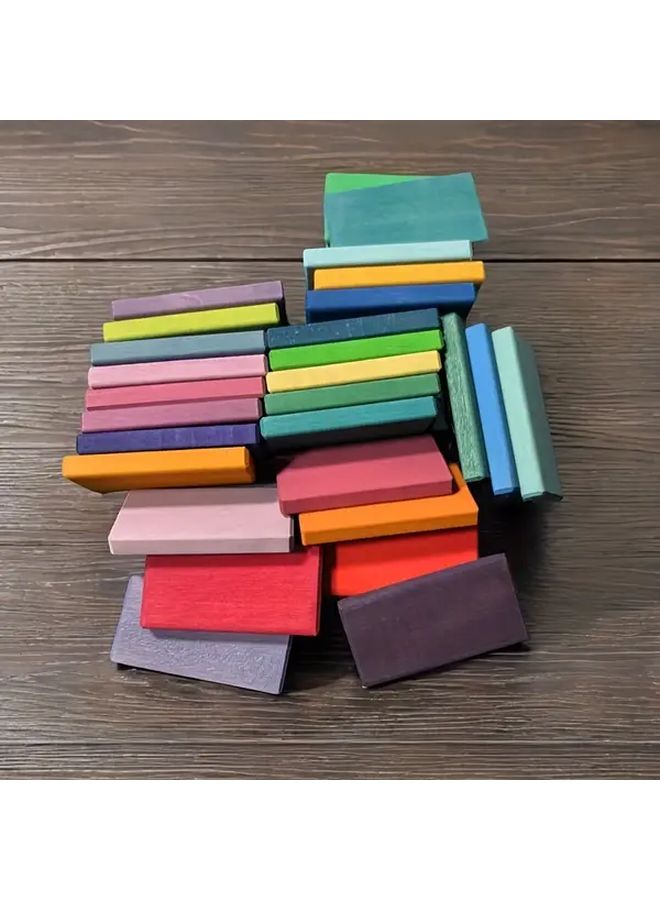 120 Pcs Colorful Solid Wood Domino Puzzle Educational Building Blocks Stacking Set - Image 1