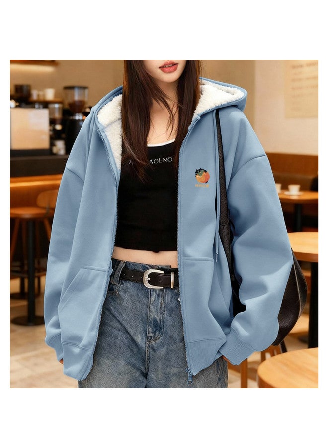 Flying in the snow Fleece-lined Jacket For Women, 2026 New Style, Autumn And Winter, Plus Size, Thick Winter Zip-up Hoodie - Image 3