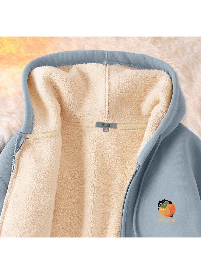 Flying in the snow Fleece-lined Jacket For Women, 2026 New Style, Autumn And Winter, Plus Size, Thick Winter Zip-up Hoodie - Image 5