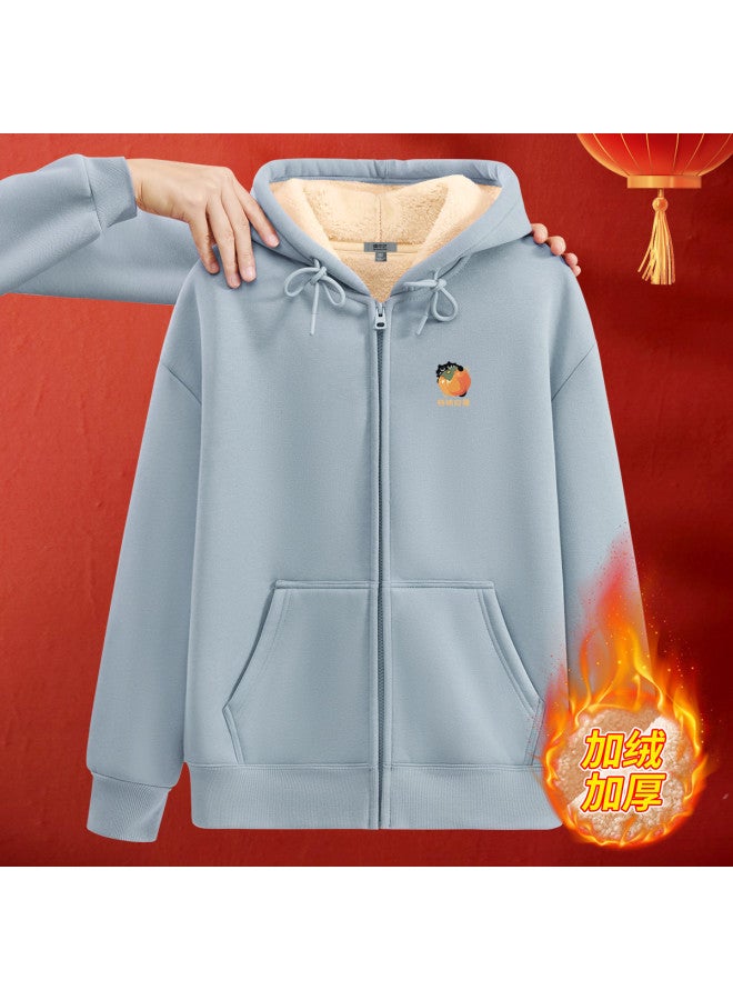 Flying in the snow Fleece-lined Jacket For Women, 2026 New Style, Autumn And Winter, Plus Size, Thick Winter Zip-up Hoodie - Image 2