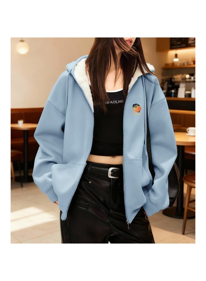 Flying in the snow Fleece-lined Jacket For Women, 2026 New Style, Autumn And Winter, Plus Size, Thick Winter Zip-up Hoodie - Image 4