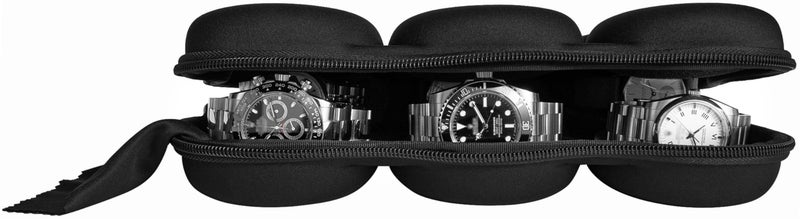 WATCHPOD Six Watch Travel Case Storage Holder Box for 6 Watches | Tough Portable Protection w/Zipper Fits All Wristwatches & Smart Watches Up to 50mm (Black) - Image 3