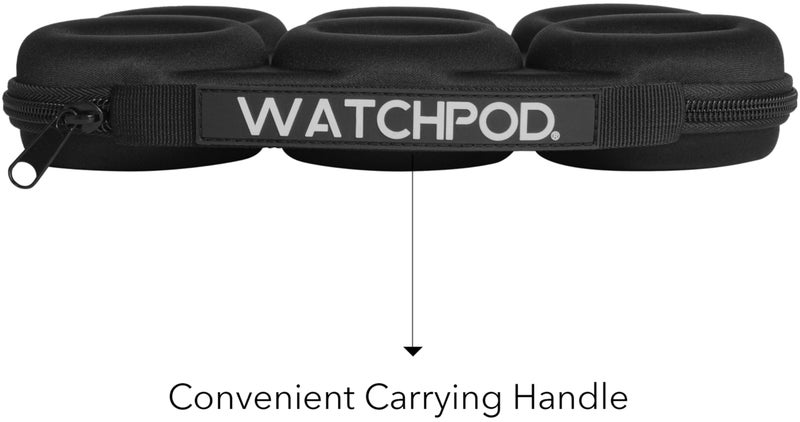 WATCHPOD Six Watch Travel Case Storage Holder Box for 6 Watches | Tough Portable Protection w/Zipper Fits All Wristwatches & Smart Watches Up to 50mm (Black) - Image 5