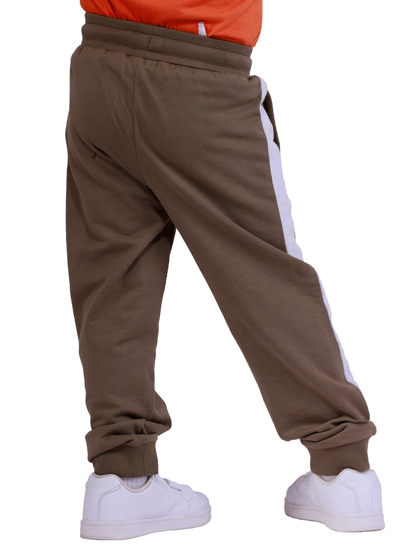 Nuego Pure Cotton Joggers for Kids Boys, Ultra-soft Premium Fabric, Mid Rise Stripe Print Kids Boys Joggers for Toddler Kids 2 - 7 Years (Brown) - Image 2