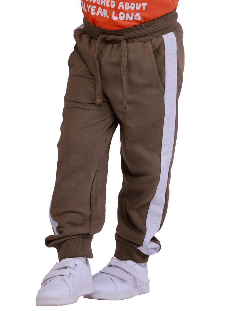 Nuego Pure Cotton Joggers for Kids Boys, Ultra-soft Premium Fabric, Mid Rise Stripe Print Kids Boys Joggers for Toddler Kids 2 - 7 Years (Brown) - Image 4