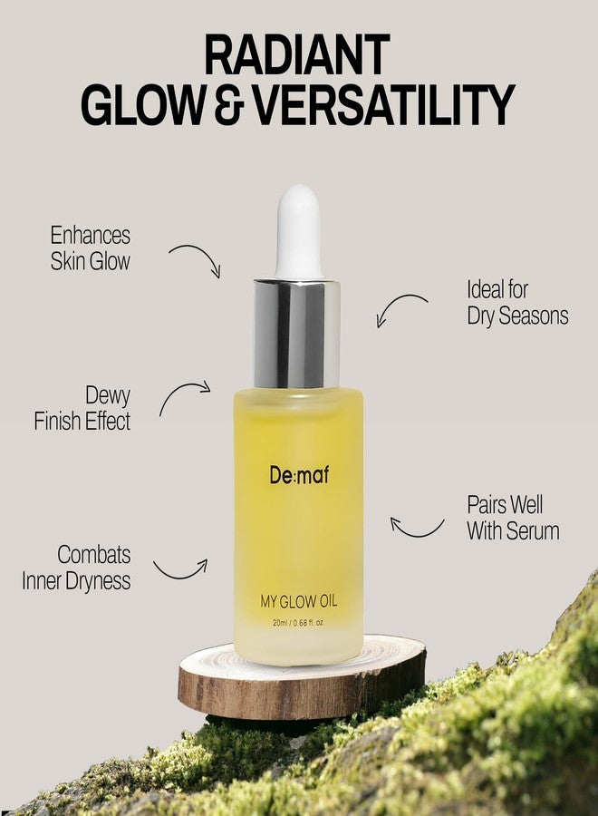 De:maf My Glow Oil - 100% Natural Face Oil for Sensitive & Oily Skin, Hydrating & Non-Comedogenic with Jojoba, Macadamia & Vitamin E - Lightweight Facial Oil for Dry Skin - Image 3