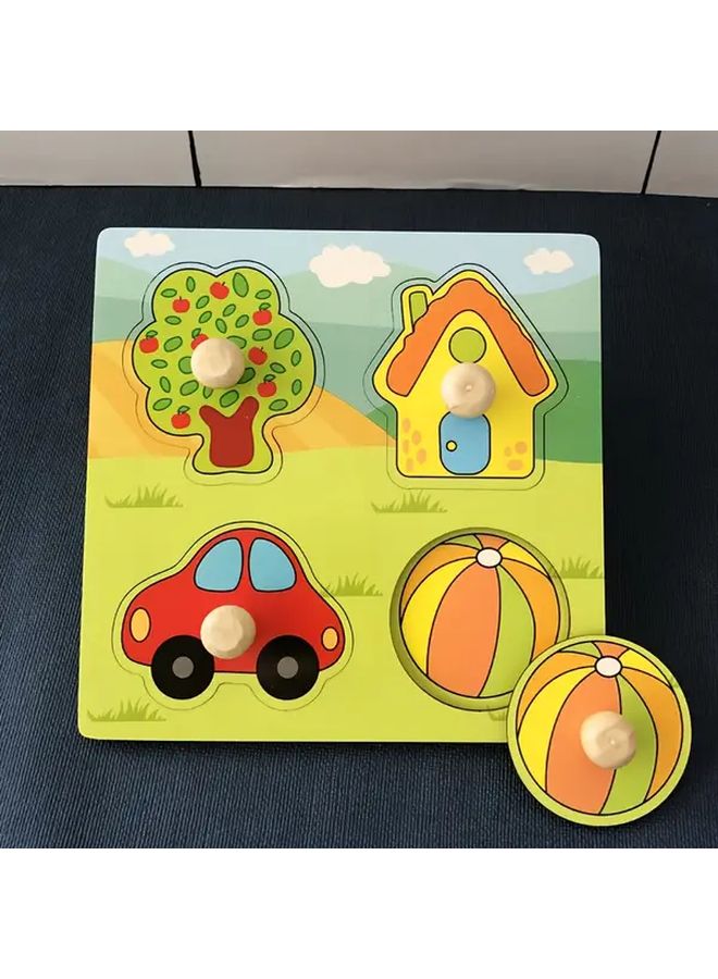 لعبة الألغاز الخشبية ثلاثية الأبعاد للعائلة - لوحة مطابقة الأشكال الهندسية للتعلم المعرفي - Image 1
