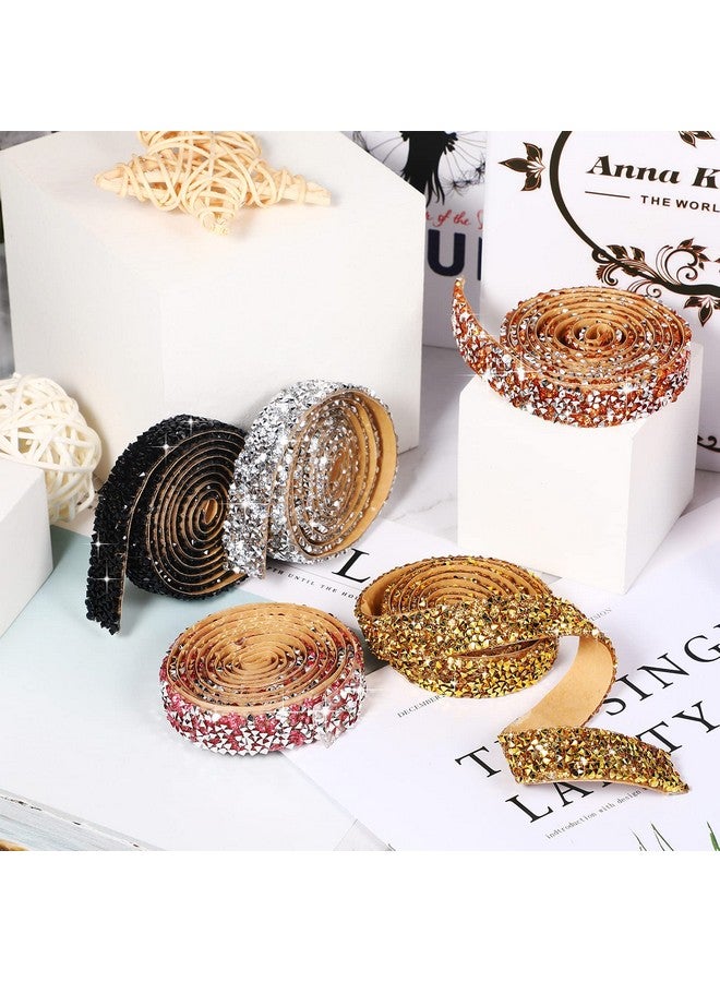 Xinnun 5 Rolls Shiny Rhinestone Ribbon Resin Diamond Ribbon Self Adhesive Crystal Rhinestone Diamond Ribbon Bling Ribbon For Arts Crafts Diy Party Decor(Mixed Colors Basic Style) - Image 5